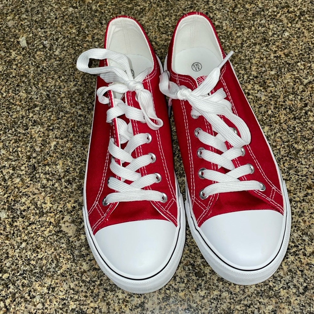Red sneakers